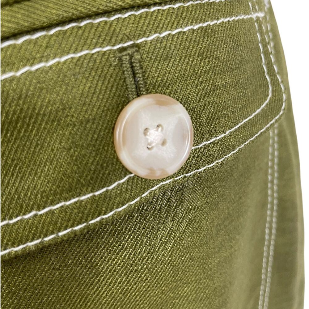 J.Crew Linen Blend Button Front A-Line Skirt Green Sz 6T Classic Preppy Chic - Picture 6 of 13